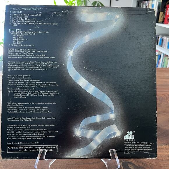 The Alan Parsons Project Tales of Mystery and Imagination LP 1976 20th Century - Picture 7 of 7